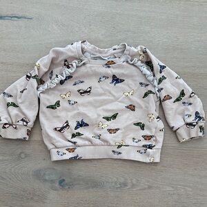Molo 100% organic cotton pink Butterfly Print Sweatshirt sz 86 / 18-24 m
